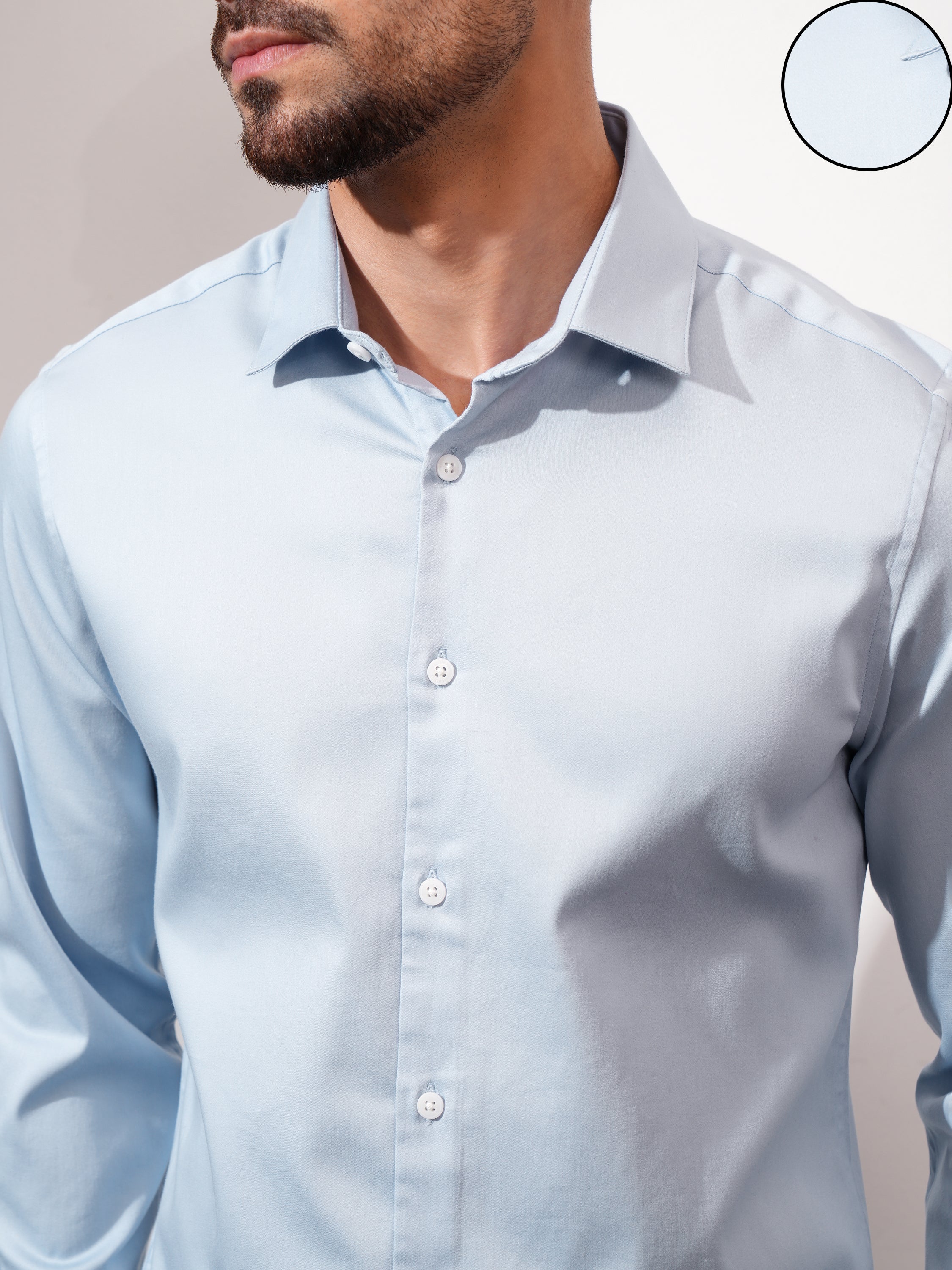 Locomotive Men Blue Solid Slim Fit Casual Shirt - Blue - Image 5