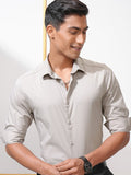 Locomotive Men Grey Solid Slim Fit Casual Shirt - Grey - Image 1