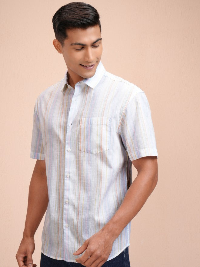 Locomotive Men Multi Striped Relaxed Fit Casual Shirt - Multi - Image 4