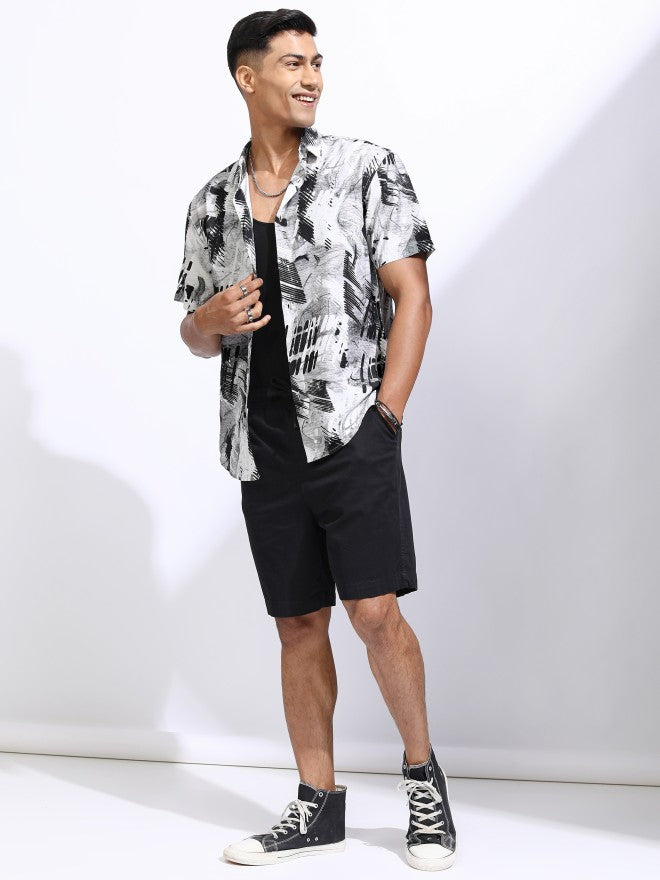Locomotive Men Grey Printed Relaxed Fit Casual Shirt - Grey - Image 2