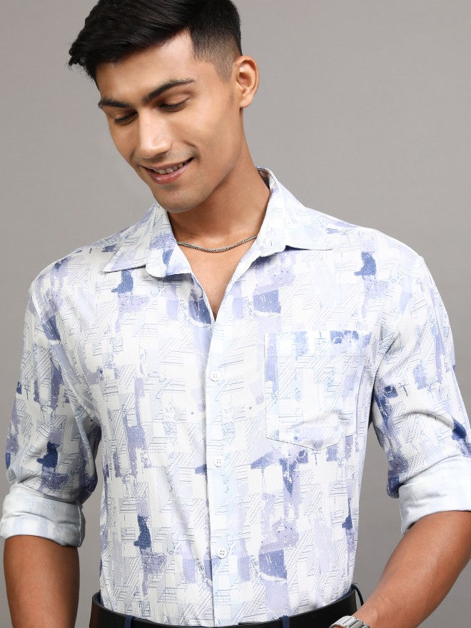 Locomotive Men Lavender Printed Regular Fit Casual Shirt - Lavender - Image 1