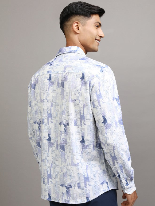 Locomotive Men Lavender Printed Regular Fit Casual Shirt - Lavender - Image 3