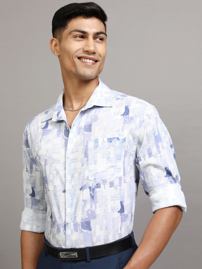 Locomotive Men Lavender Printed Regular Fit Casual Shirt - Lavender - Image 4