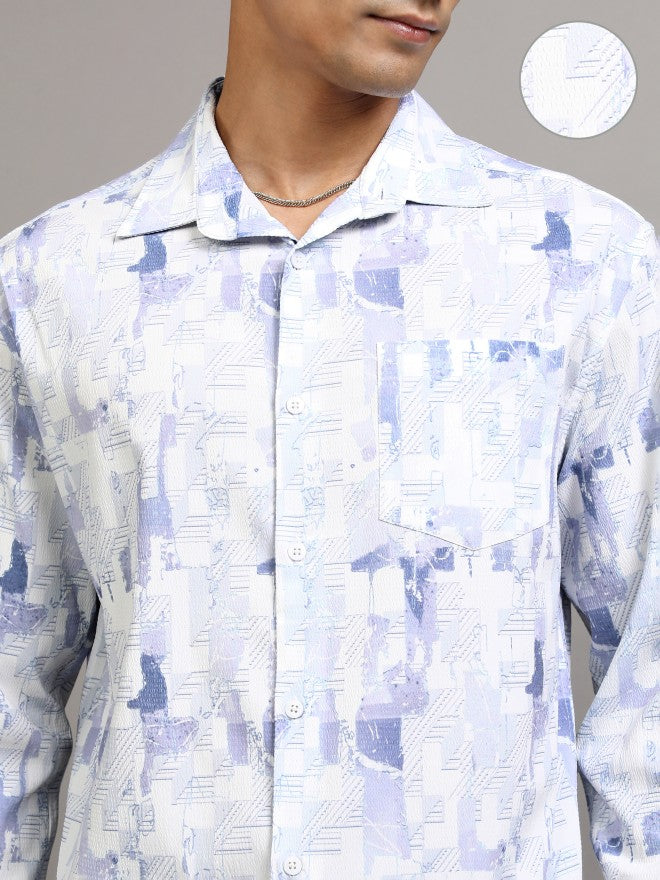 Locomotive Men Lavender Printed Regular Fit Casual Shirt - Lavender - Image 5
