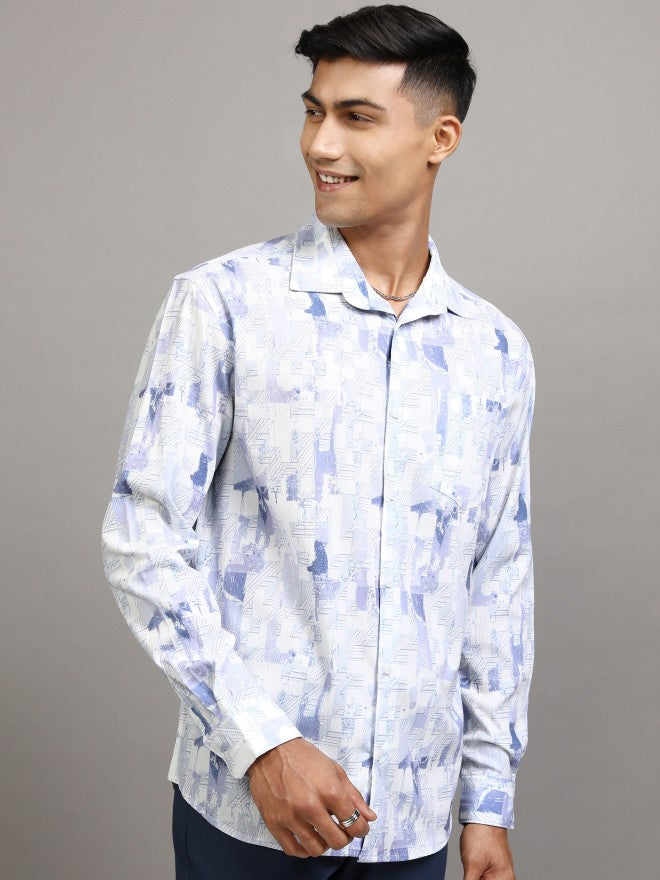 Locomotive Men Lavender Printed Regular Fit Casual Shirt - Lavender - Image 6