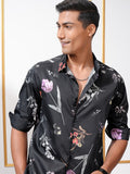 Locomotive Men Black Printed Slim Fit Casual Shirt - Black - Image 1
