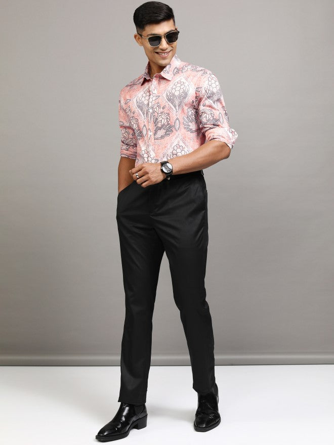 Locomotive Men Pink Printed Slim Fit Casual Shirt - Pink - Image 2