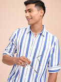 Locomotive Men White Striped Regular Fit Casual Shirt - White - Image 1