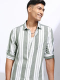 Locomotive Men White Striped Regular Fit Casual Shirt - White - Image 1