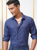 Locomotive Men Blue Printed Regular Fit Casual Shirt - Blue - Image 1