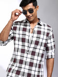 Locomotive Men Maroon Checked Regular Fit Casual Shirt - Maroon - Image 1