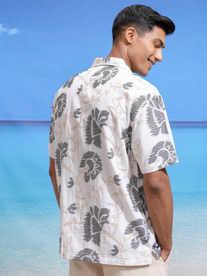 Locomotive Men Off White Printed Relaxed Fit Casual Shirt - Off White - Image 3
