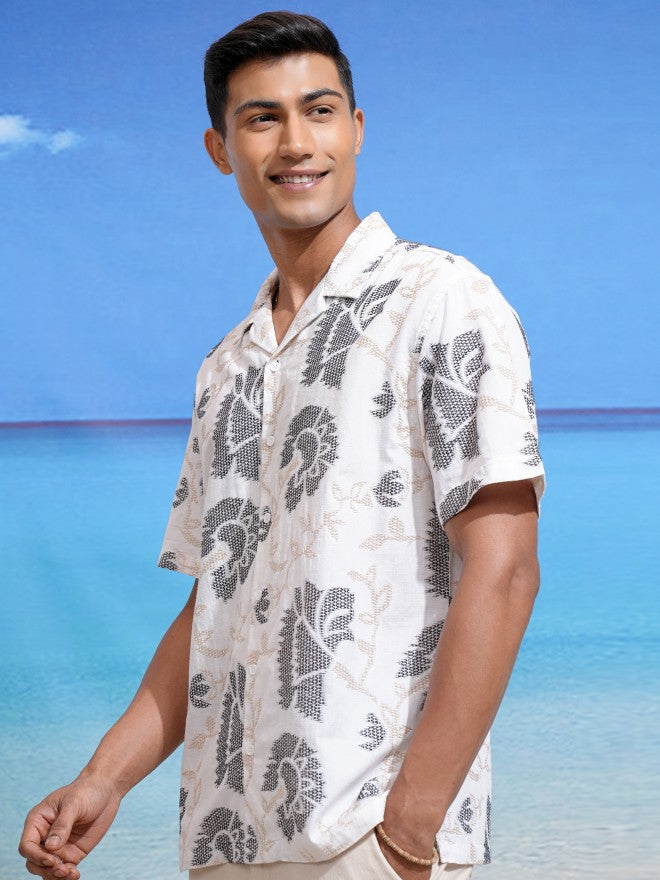 Locomotive Men Off White Printed Relaxed Fit Casual Shirt - Off White - Image 4