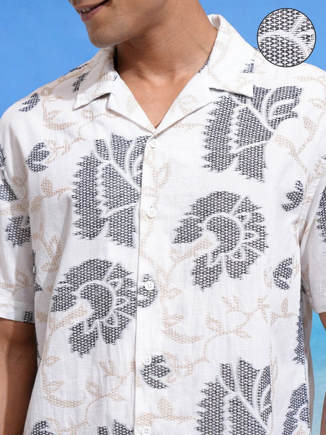 Locomotive Men Off White Printed Relaxed Fit Casual Shirt - Off White - Image 5