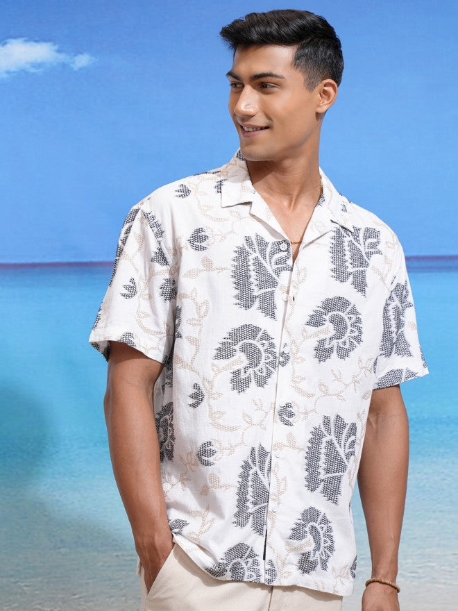 Locomotive Men Off White Printed Relaxed Fit Casual Shirt - Off White - Image 6