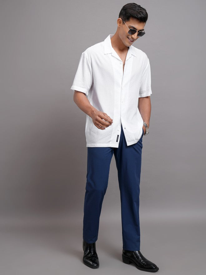 Locomotive Men White Textured Relaxed Fit Casual Shirt - White - Image 2