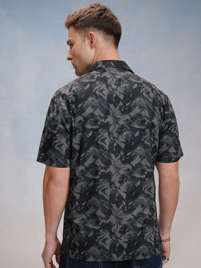 Locomotive Men Grey Printed Relaxed Fit Casual Shirt - Grey - Image 3