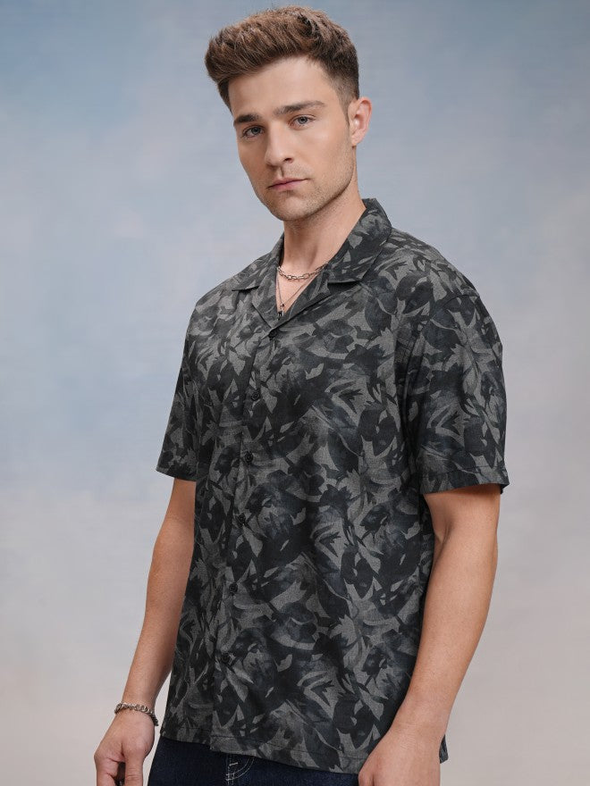 Locomotive Men Grey Printed Relaxed Fit Casual Shirt - Grey - Image 4