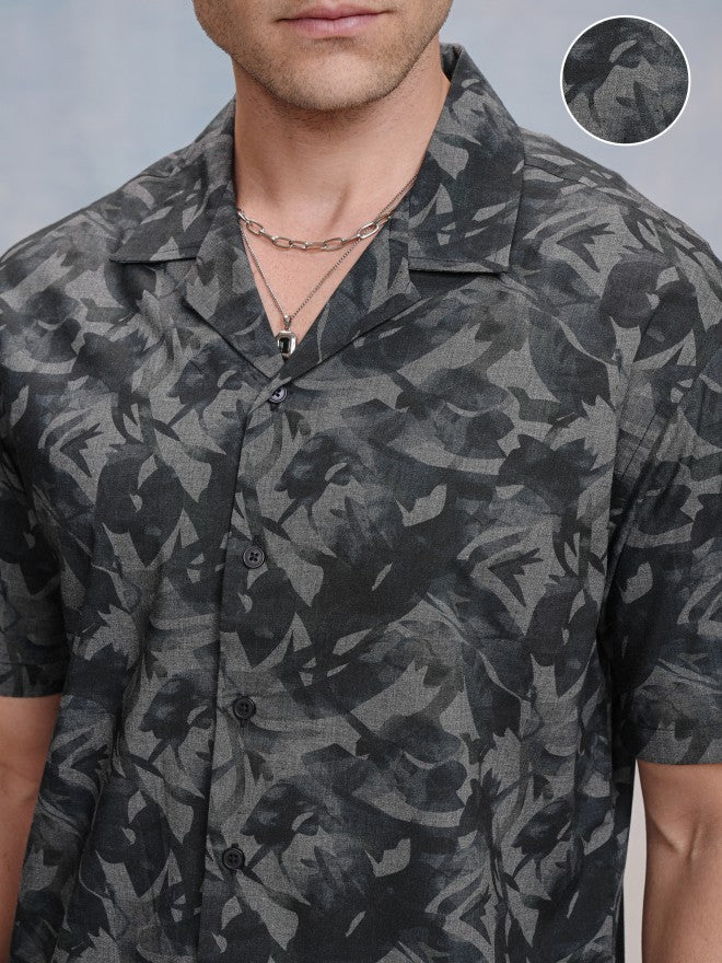 Locomotive Men Grey Printed Relaxed Fit Casual Shirt - Grey - Image 5