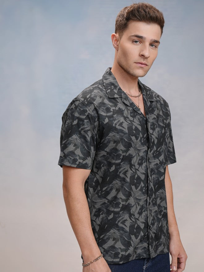 Locomotive Men Grey Printed Relaxed Fit Casual Shirt - Grey - Image 6