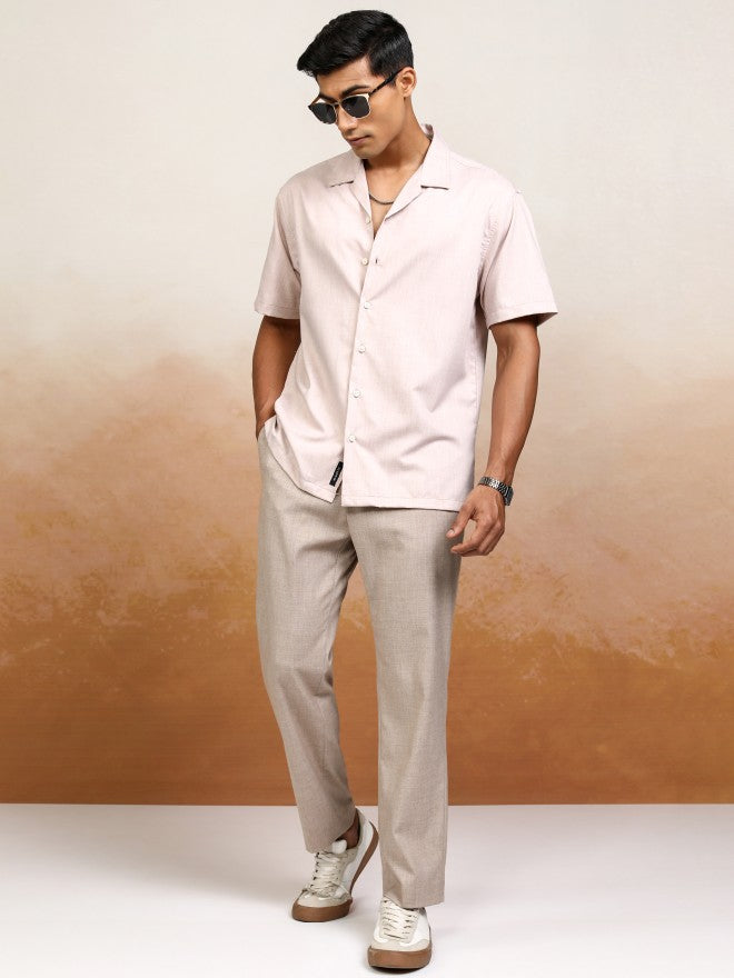 Locomotive Men Pink Solid Relaxed Fit Casual Shirt - Pink - Image 2