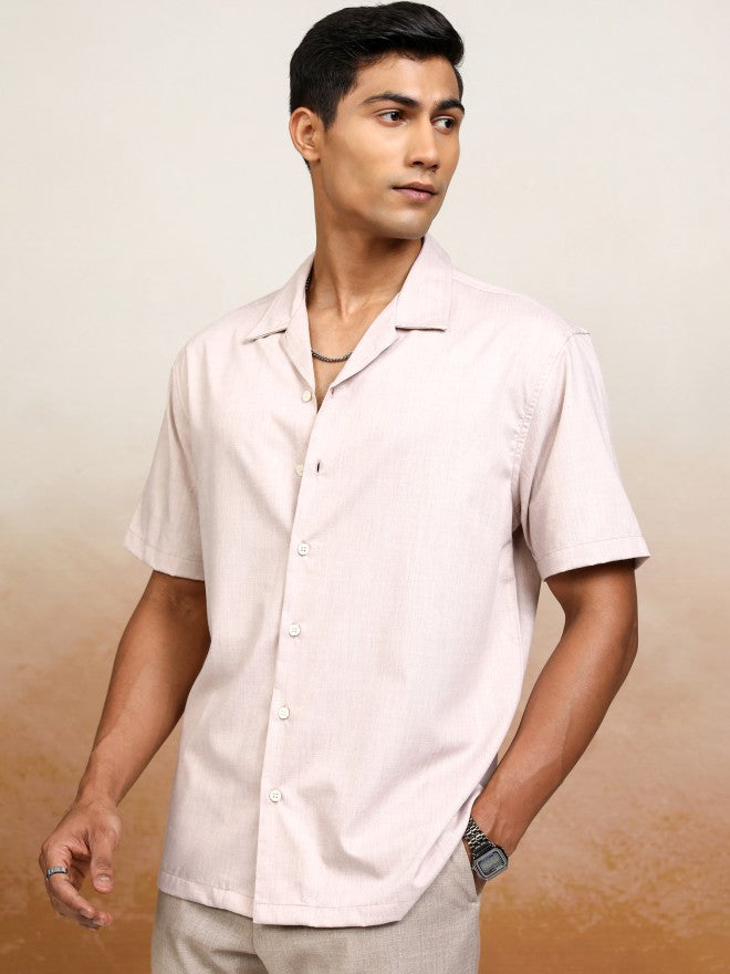 Locomotive Men Pink Solid Relaxed Fit Casual Shirt - Pink - Image 4