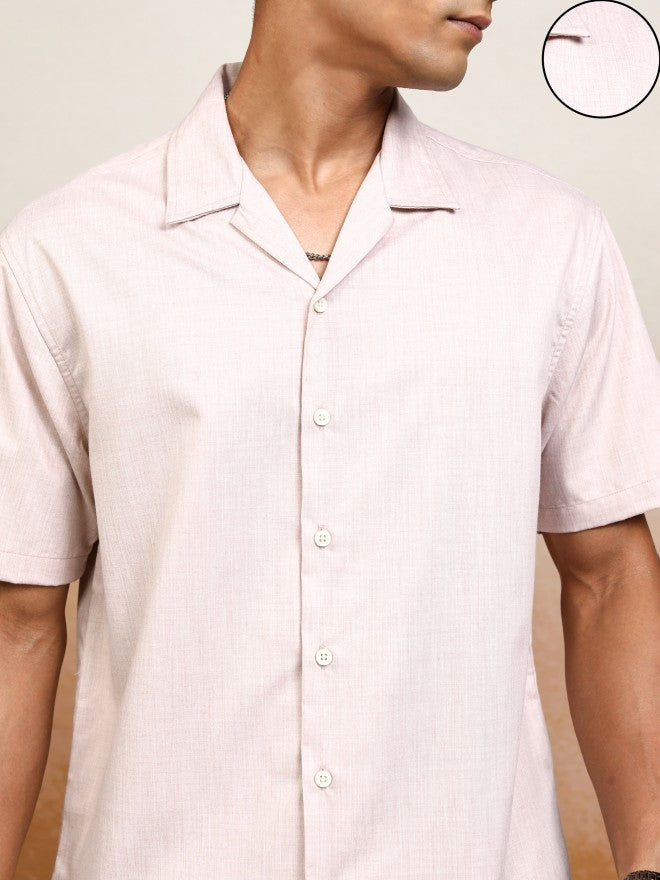 Locomotive Men Pink Solid Relaxed Fit Casual Shirt - Pink - Image 5