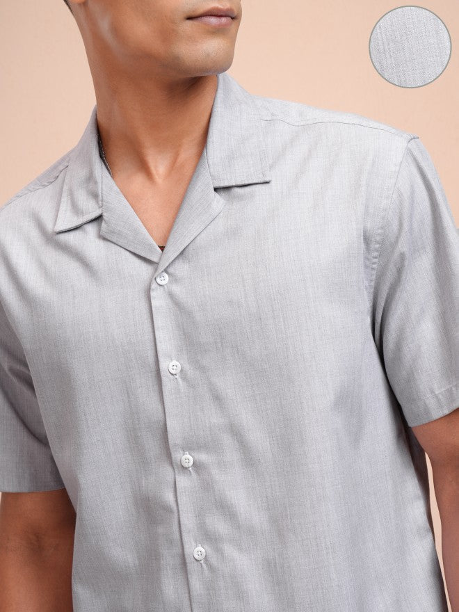 Locomotive Men Grey Solid Relaxed Fit Casual Shirt - Grey - Image 5