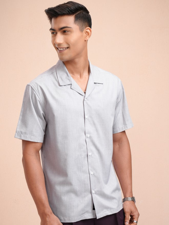 Locomotive Men Grey Solid Relaxed Fit Casual Shirt - Grey - Image 6
