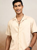 Locomotive Men Beige Solid Relaxed Fit Casual Shirt - Beige - Image 1
