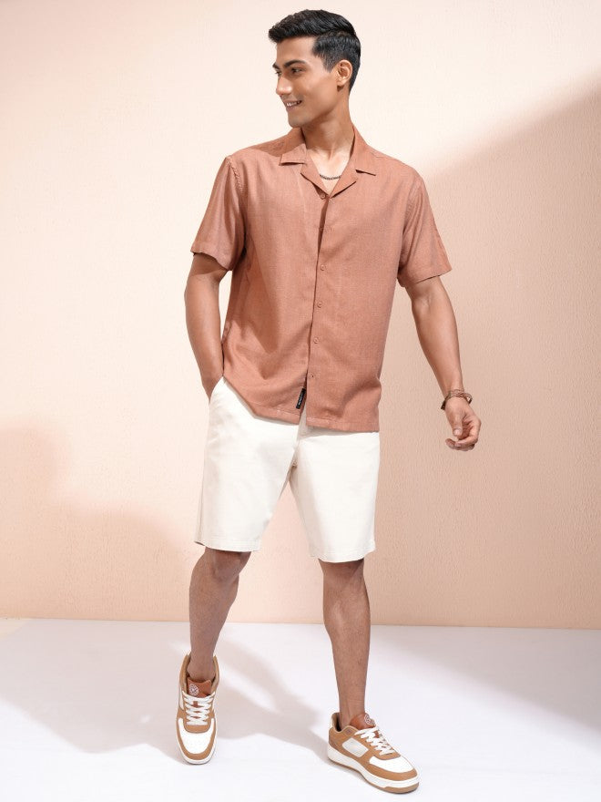 Locomotive Men Rust Solid Relaxed Fit Casual Shirt - Rust - Image 2