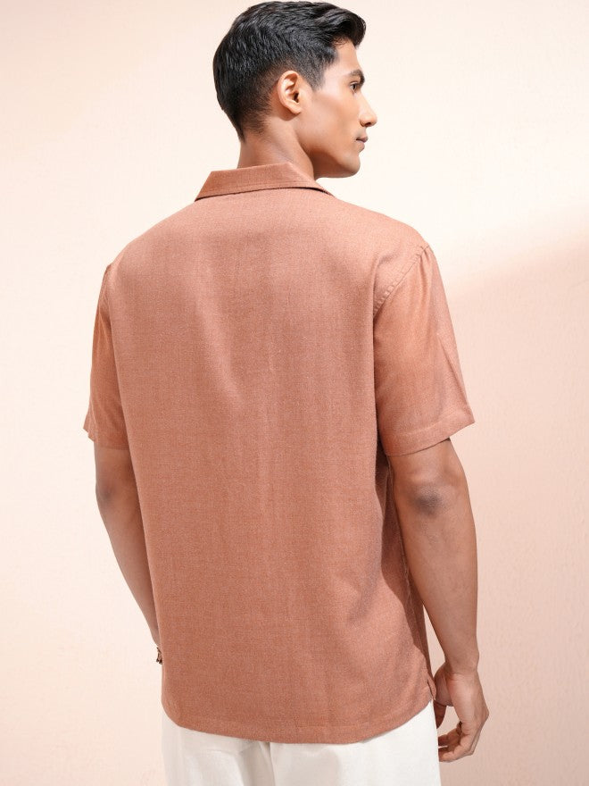 Locomotive Men Rust Solid Relaxed Fit Casual Shirt - Rust - Image 3