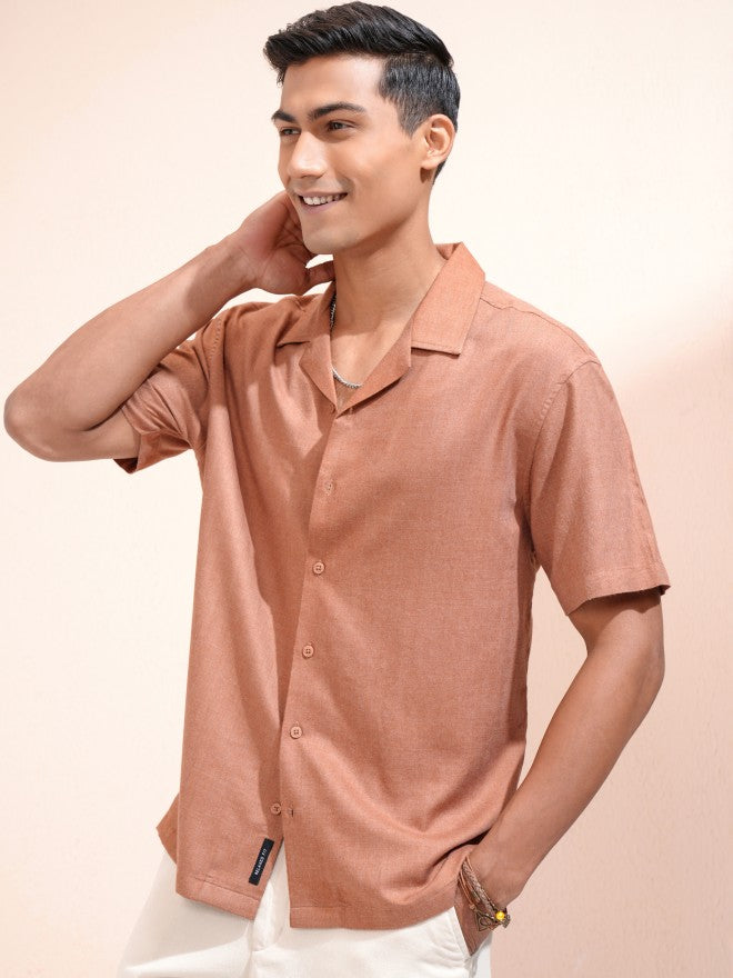 Locomotive Men Rust Solid Relaxed Fit Casual Shirt - Rust - Image 4