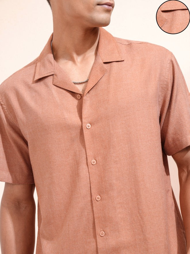 Locomotive Men Rust Solid Relaxed Fit Casual Shirt - Rust - Image 5