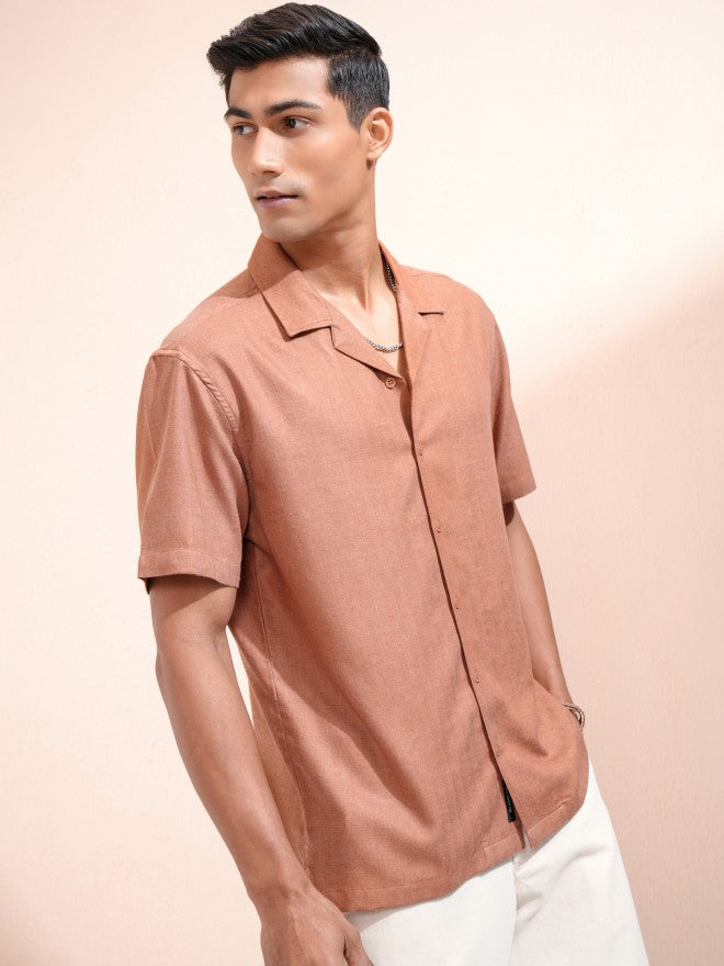 Locomotive Men Rust Solid Relaxed Fit Casual Shirt - Rust - Image 6