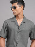 Locomotive Men Grey Solid Relaxed Fit Casual Shirt - Grey - Image 1