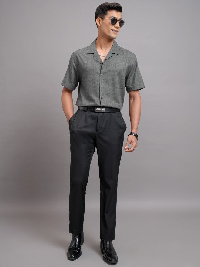 Locomotive Men Grey Solid Relaxed Fit Casual Shirt - Grey - Image 2