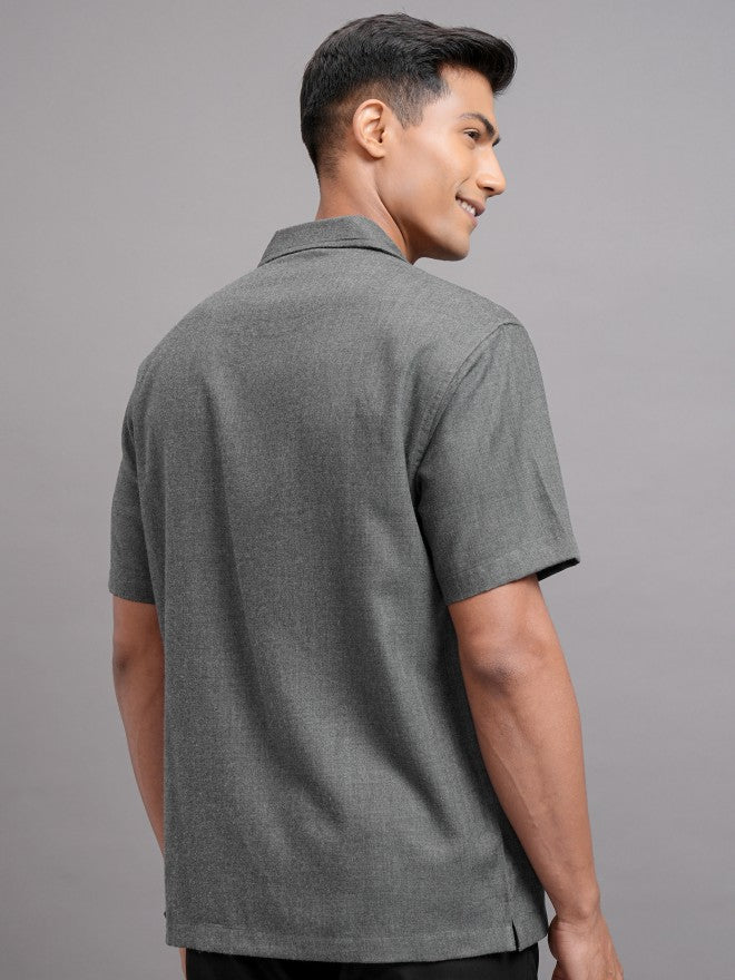 Locomotive Men Grey Solid Relaxed Fit Casual Shirt - Grey - Image 3