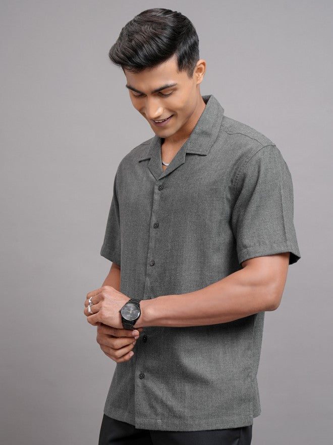 Locomotive Men Grey Solid Relaxed Fit Casual Shirt - Grey - Image 4