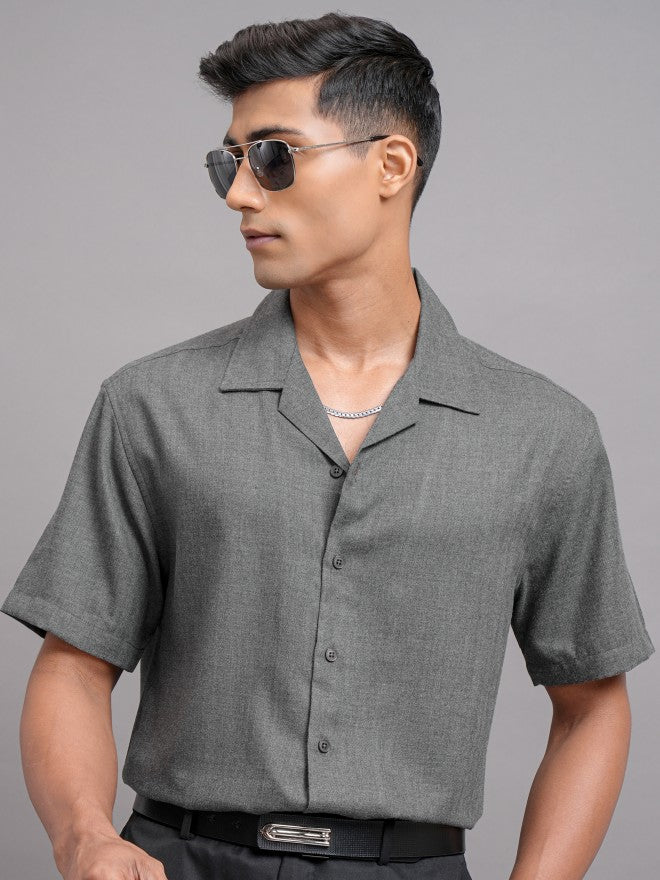 Locomotive Men Grey Solid Relaxed Fit Casual Shirt - Grey - Image 6
