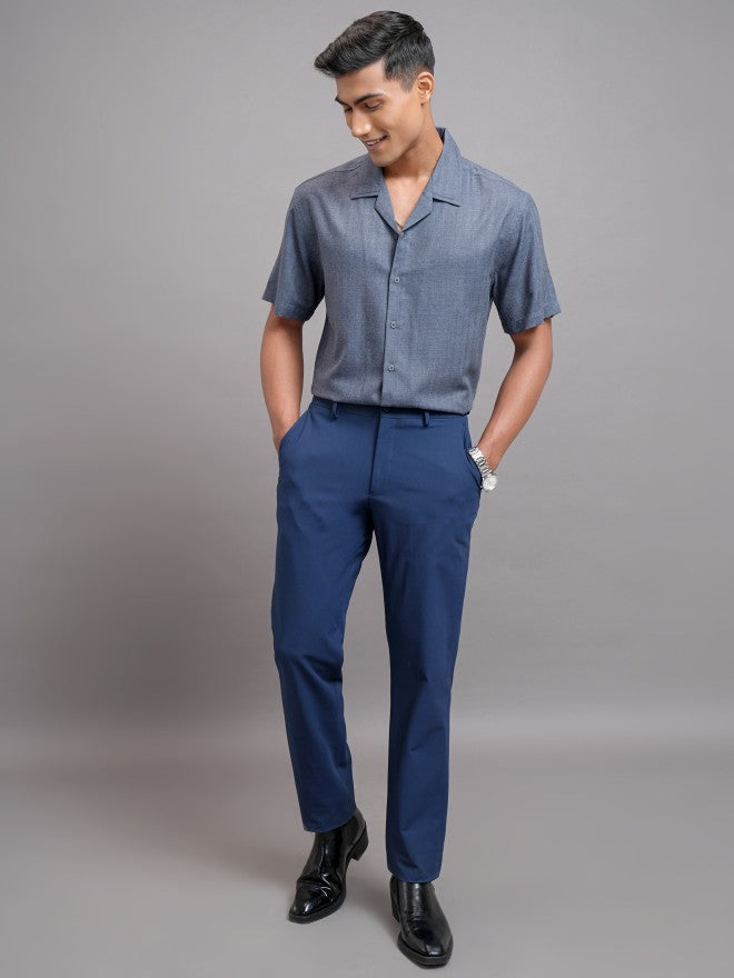 Locomotive Men Blue Solid Relaxed Fit Casual Shirt - Blue - Image 2