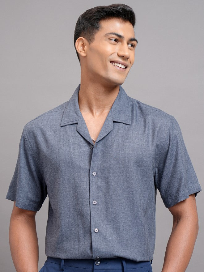 Locomotive Men Blue Solid Relaxed Fit Casual Shirt - Blue - Image 6