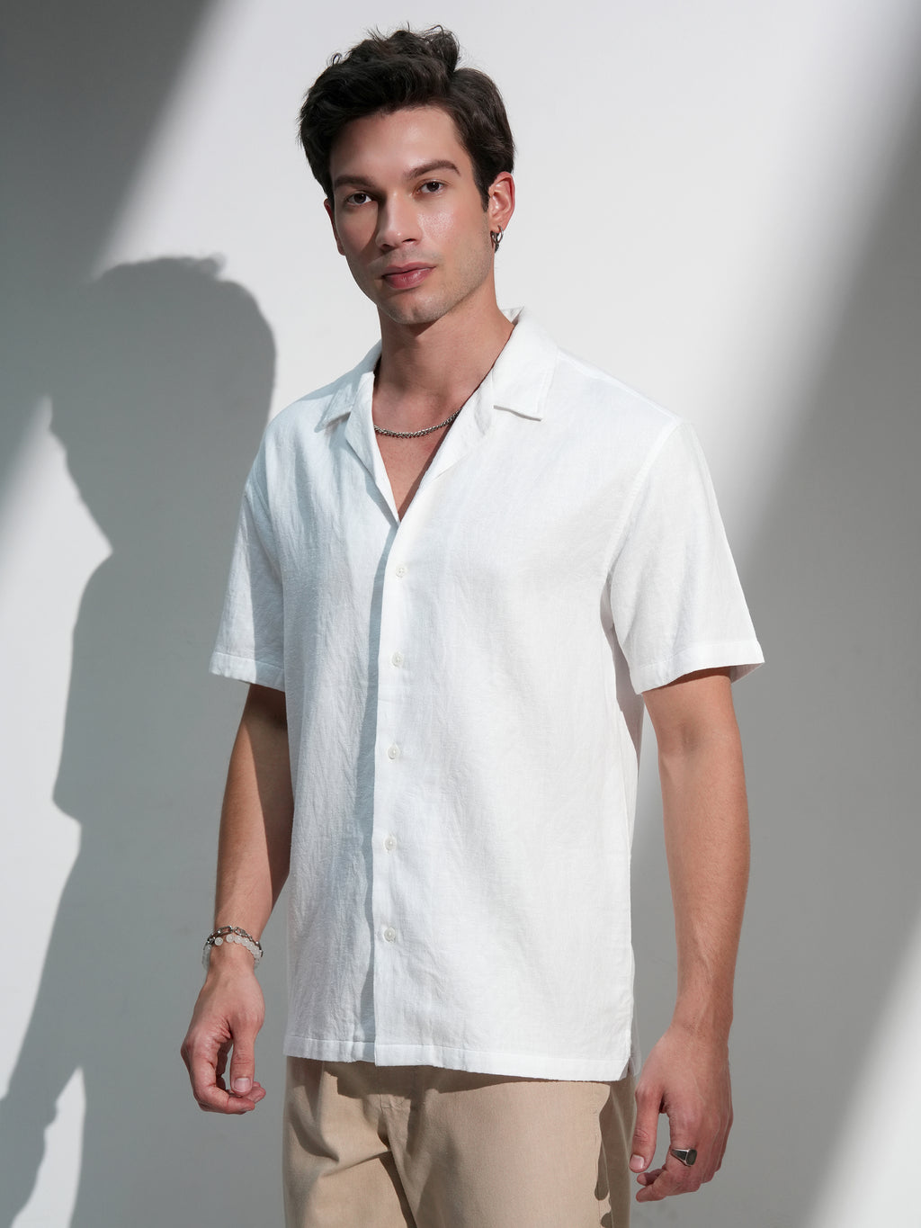 Locomotive Men White Textured Relaxed Fit Casual Shirt - White - Image 4