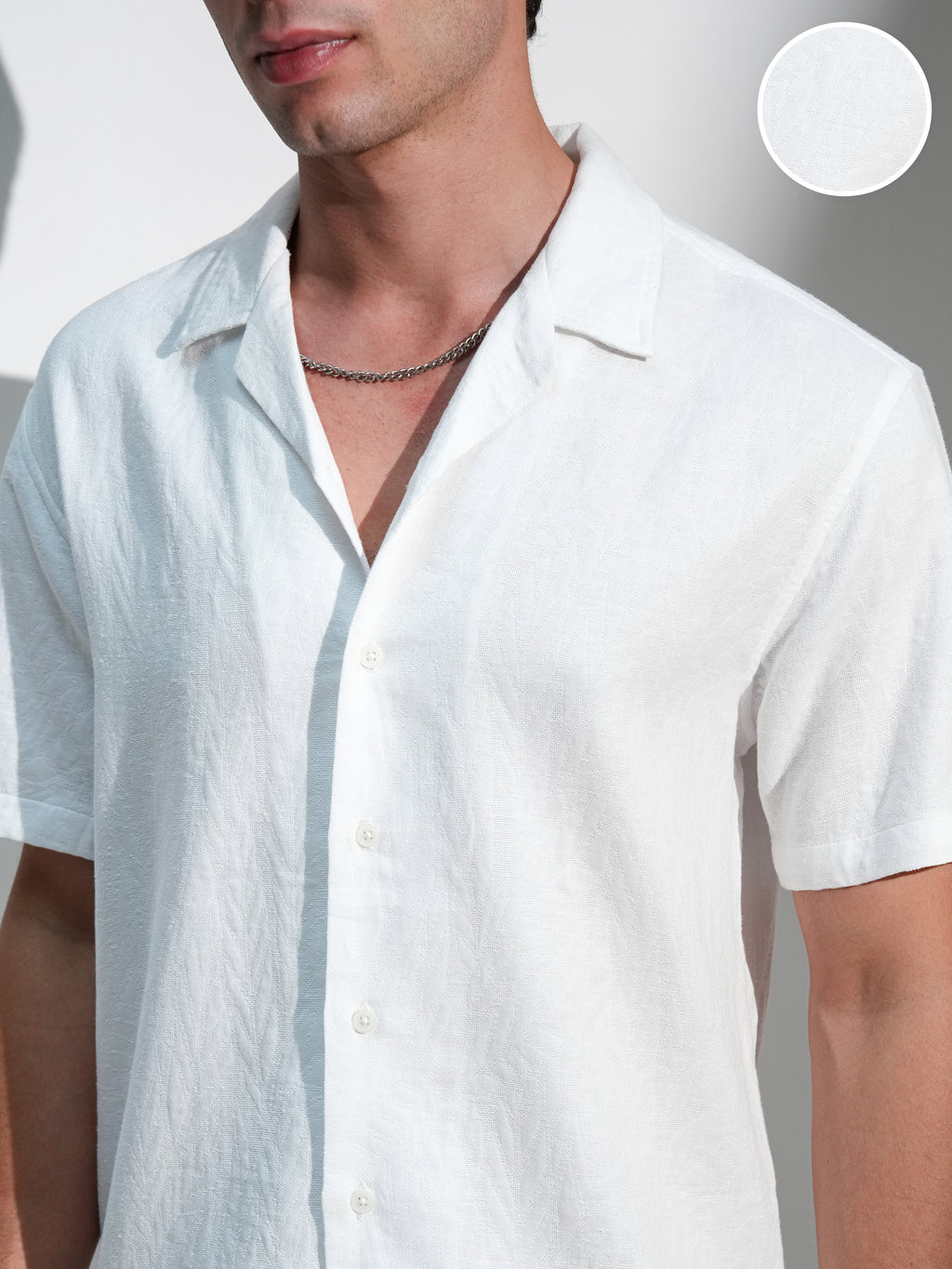 Locomotive Men White Textured Relaxed Fit Casual Shirt - White - Image 5