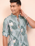 Locomotive Men Green Printed Regular Fit Casual Shirt - Green - Image 1