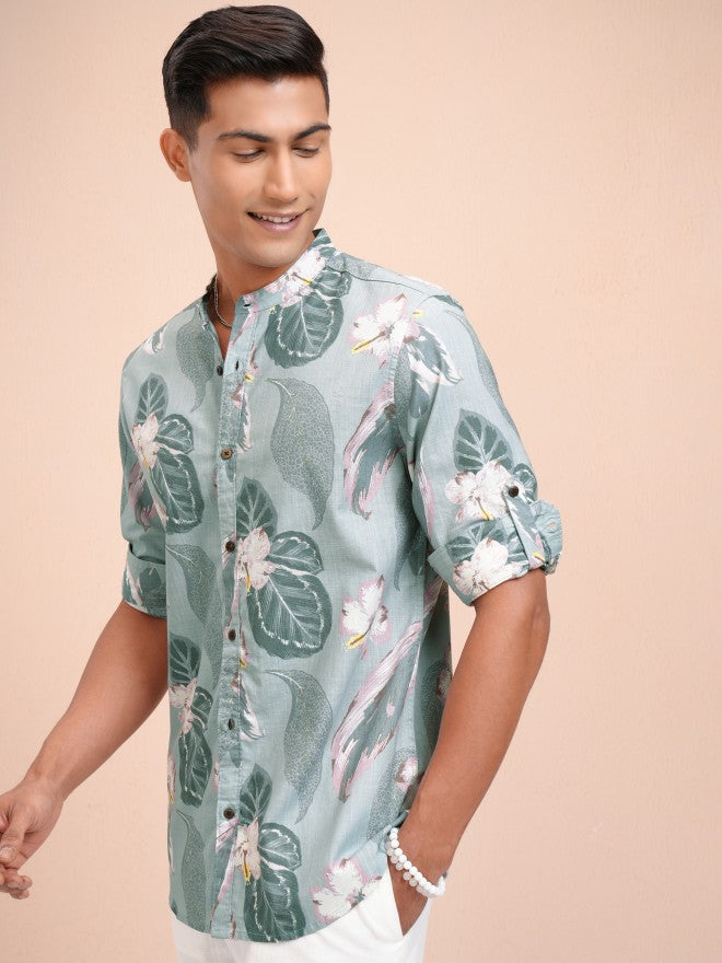 Locomotive Men Green Printed Regular Fit Casual Shirt - Green - Image 4