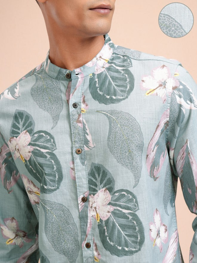 Locomotive Men Green Printed Regular Fit Casual Shirt - Green - Image 5