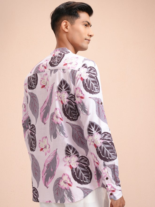 Locomotive Men Pink Printed Regular Fit Casual Shirt - Pink - Image 3