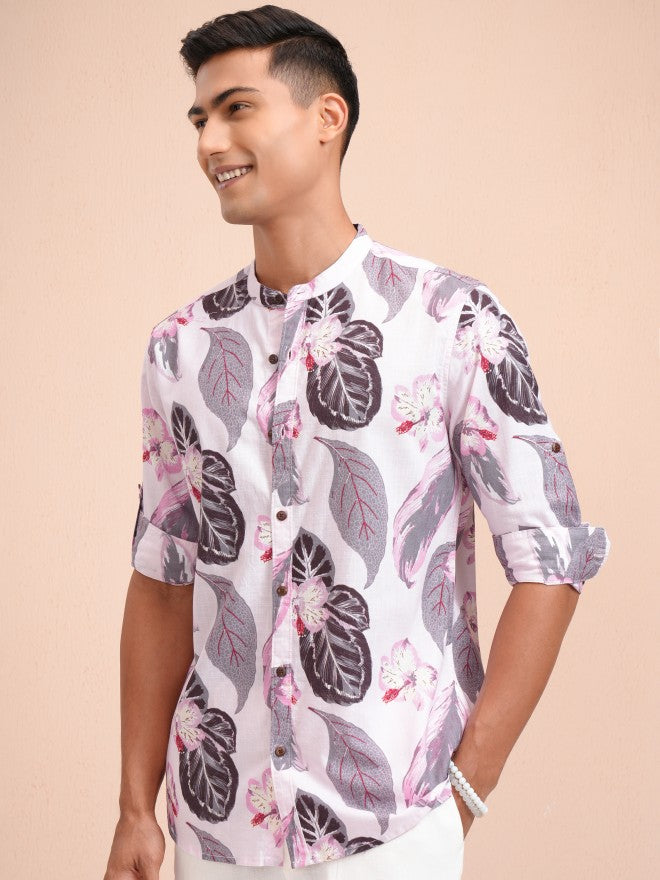 Locomotive Men Pink Printed Regular Fit Casual Shirt - Pink - Image 4