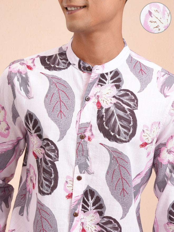 Locomotive Men Pink Printed Regular Fit Casual Shirt - Pink - Image 5
